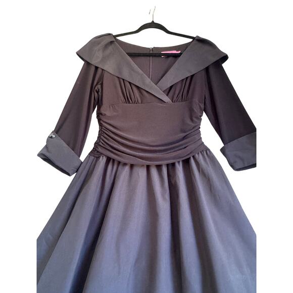 Eliza J Black Portrait Collar 3/4 sleeve cocktail dress Sz 10 portrait collar - Picture 2 of 9